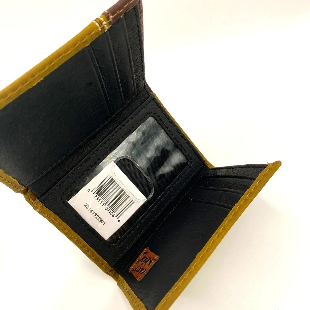 Tony Lana Men's RFID Trifold Wallet Brown Leather Rodeo Western NIB